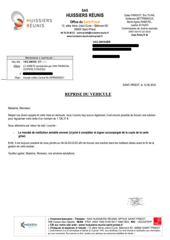 Huissiers réunis 14 signalements 115 commentaires
