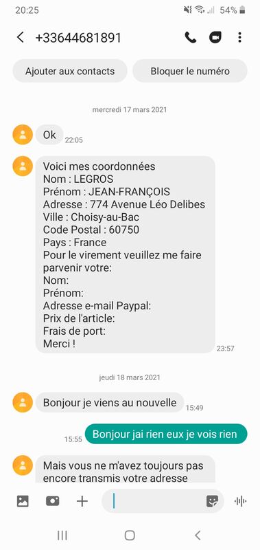 J'ai Cliqué Sur Un Lien Douteux Sms Que Faire 0644681891 | Legros jean François | Arnaque via PayPal | 2 commentaires