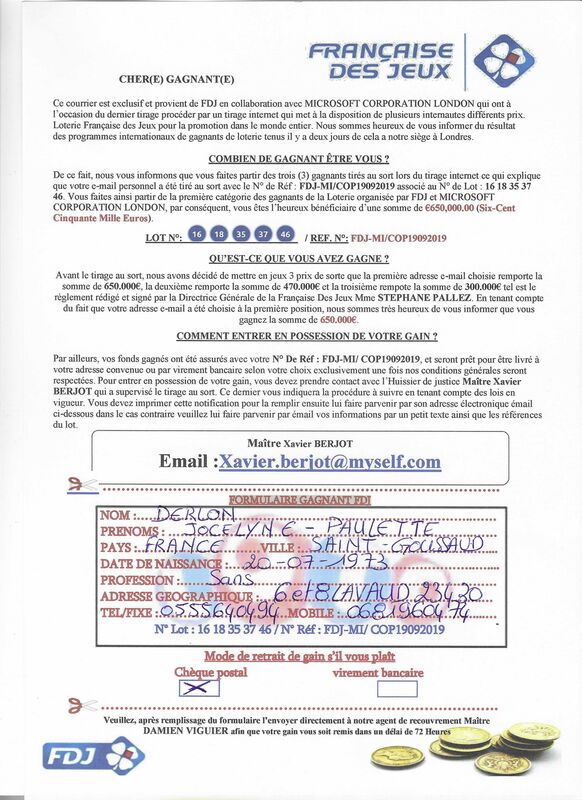 A Prendre Ou A Laisser Fdj Explication xavier.berjot@myself.com | maitre xavier berjot | Arnaque de loterie