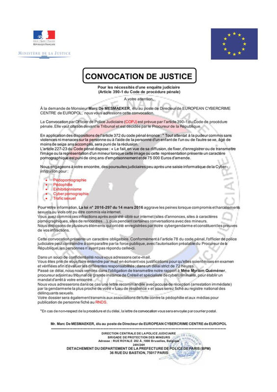CONVOCATION, POLICE NATIONALE 1 signalement 4 commentaires