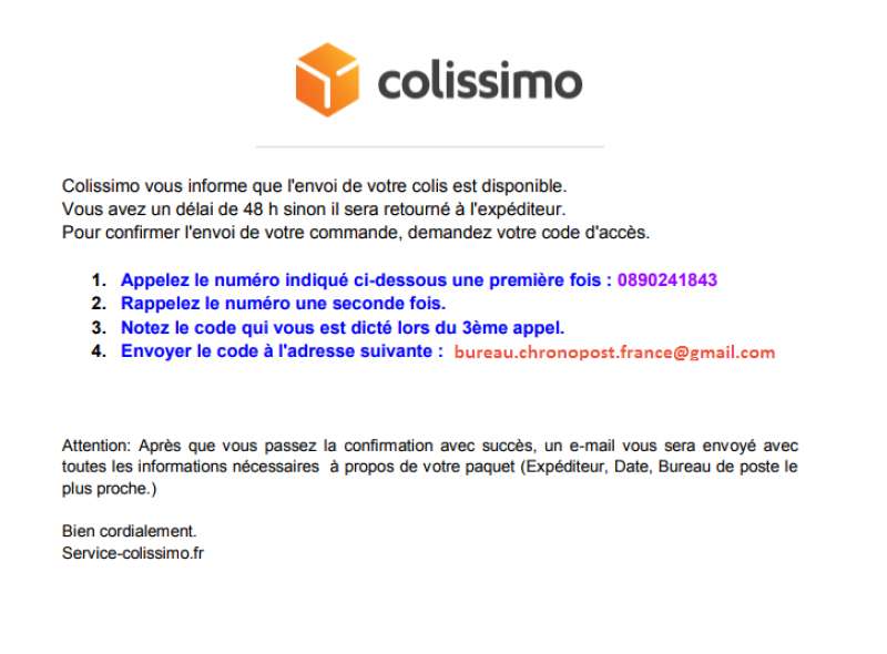 Bureau Chronopost France Gmail Com 0890241843 Colissimo Autre Arnaque 3 Commentaires