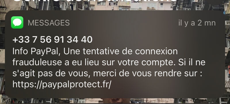 Info Paypal Une Tentative De Connexion Sms