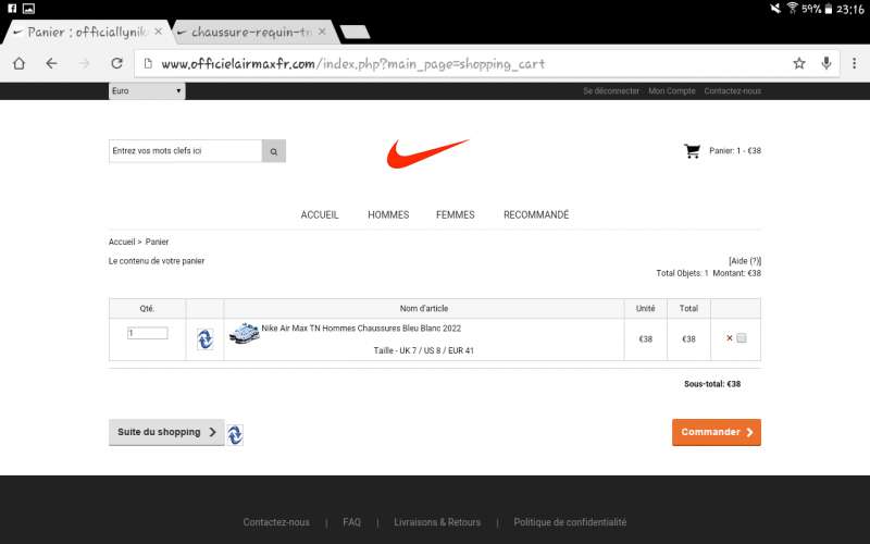commande nike pas de mail de confirmation