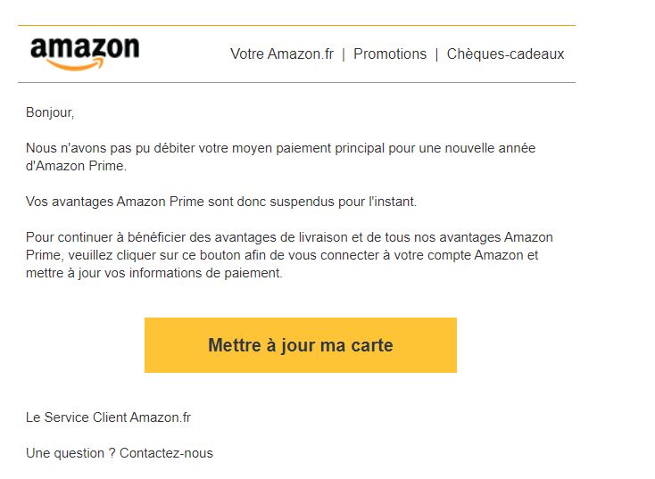 Amazon Prime Arnaque identité (Phishing)