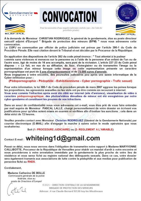 Convocation Gendarmerie Nationale 3 signalements 5 commentaires