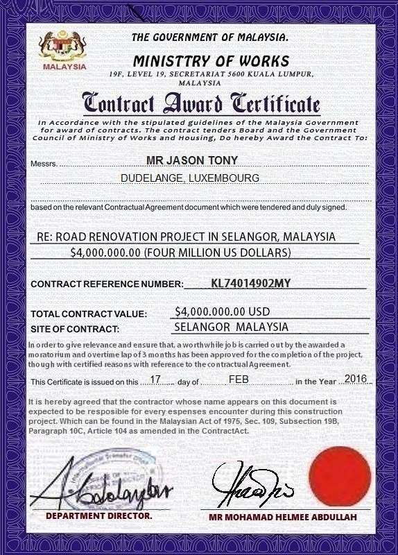 jasontony66 yahoo com 334987820 jason tony romance scam contract award certificate