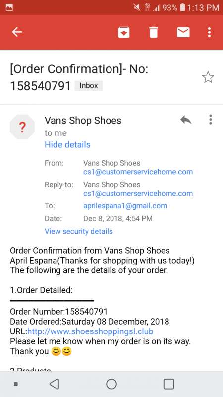 vans order