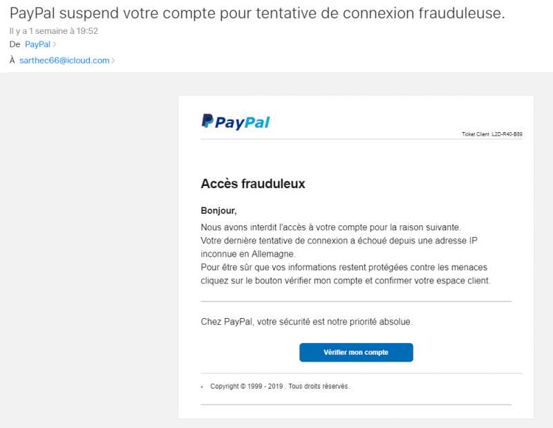 Info Paypal Une Tentative De Connexion Sms Pay-in.fr | Noreply@web6.diatem.net | Paypal | 1 signalement | 2