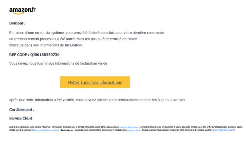 Problème Amazon La Vérification Du Paiement Est Nécessaire -remboursement@amazon.com | AMAZONE | Arnaque site annonce | 1 commentaire