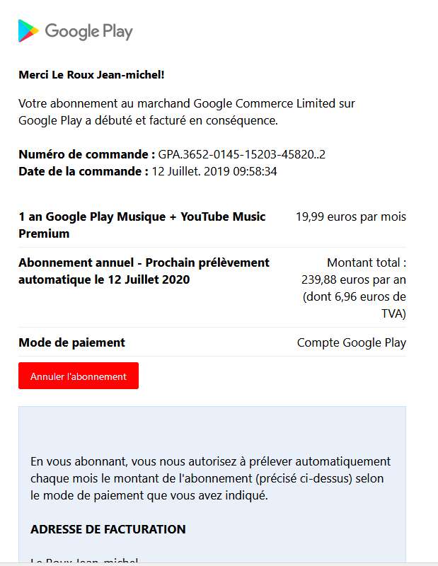 Comment Obtenir Une Facture Google Play Compte Google Play Facture