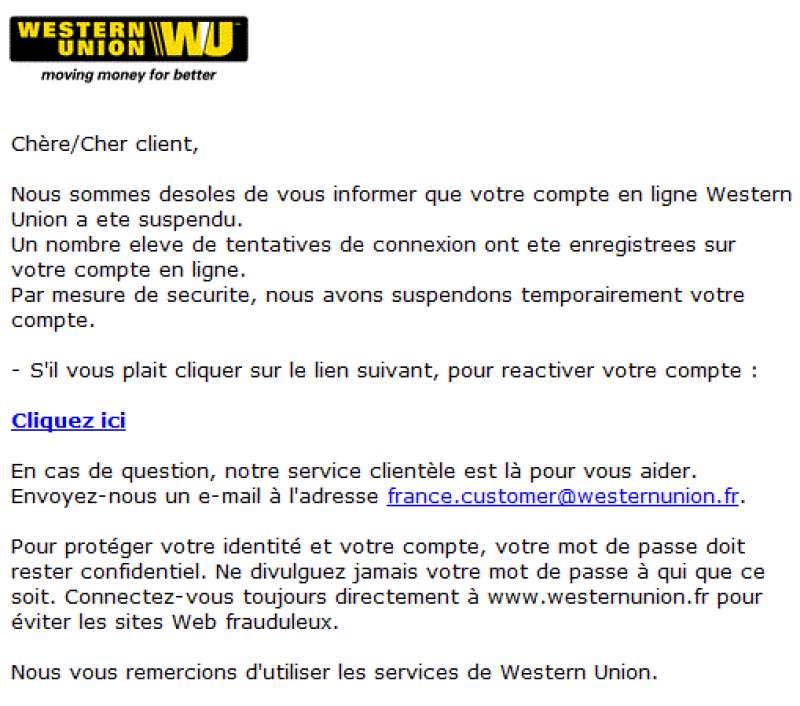 France.customerwesternunion.fr 1 signalement 6 commentaires