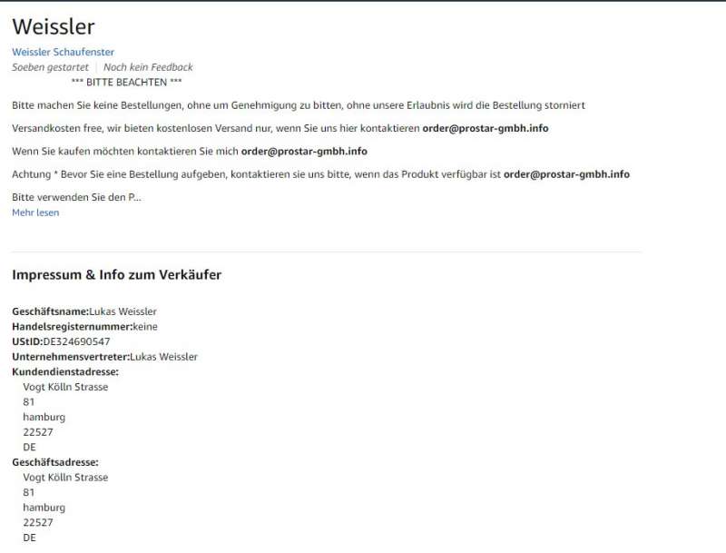 Order Prostar Gmbh Info Weissler Prostar Gmmbh Classified Scam 16 Comments