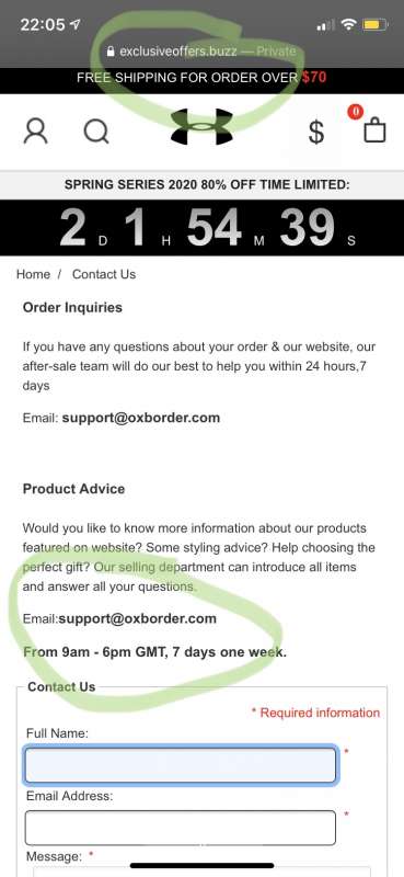 under armour sale scam